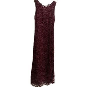 Lace Maxi Dress Formal Evening Party Sleeveless‎ Maroon